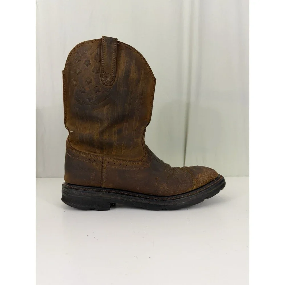 Ariat Sierra Shock Shield Patriot Brown Mens Sz 10D American Flag Work Boots